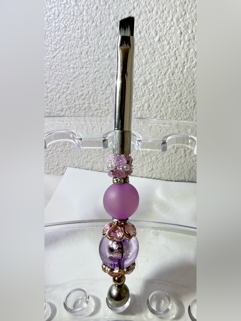 Hand Beaded 5pc Makeup Brush Set, Soft No Shed Bristles, Perfect Gift - Picture 3 of 7